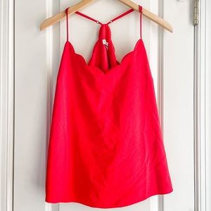 J Crew Scalloped Tank Top Red Size 14 NWOT